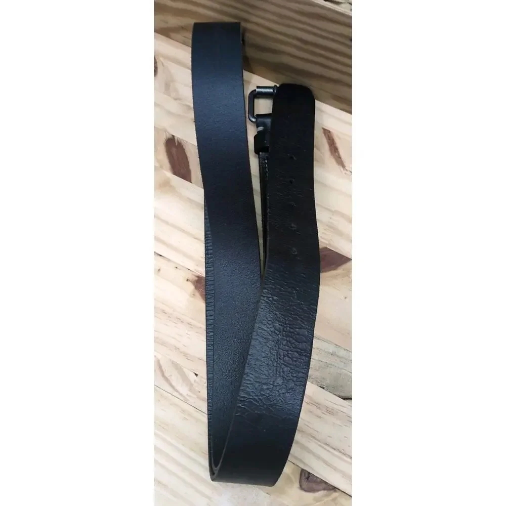 Lands End Black Leather Belt Mens Sz 48 1-3/8”Wide